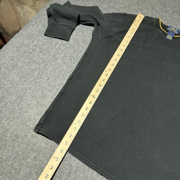Polo Ralph Lauren Men's Thermal Shirt Long Sleeve Size L Black Yellow Trim - Picture 6 of 6